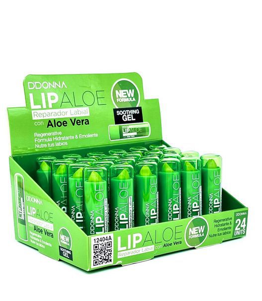 Lip reparador labial aloe 24 uds 12404A - Bálsamo labial reparador de aloe