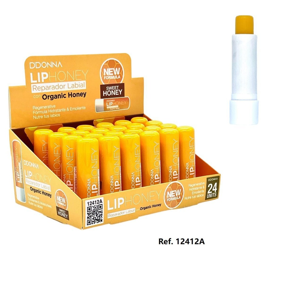 Lip reparador labial miel 24 uds 12412A - Bálsamo labial reparador con miel
