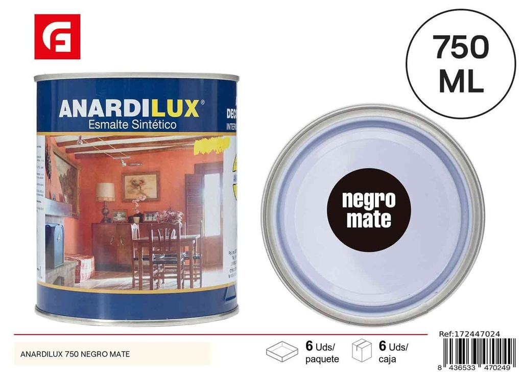 Pintura Anardilux 750 negro mate - Pinturas acrílicas