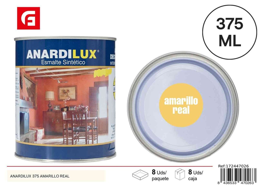 Pintura acrílica amarillo real 375ml - Pinturas de ferretería