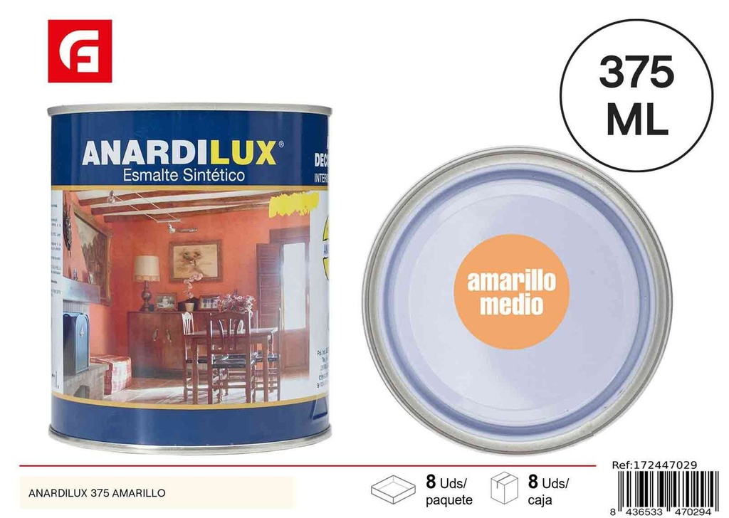 Pintura acrílica amarilla 375ml - Pinturas de ferretería