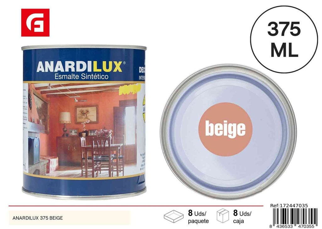 Pintura acrílica beige 375ml - Pinturas de ferretería