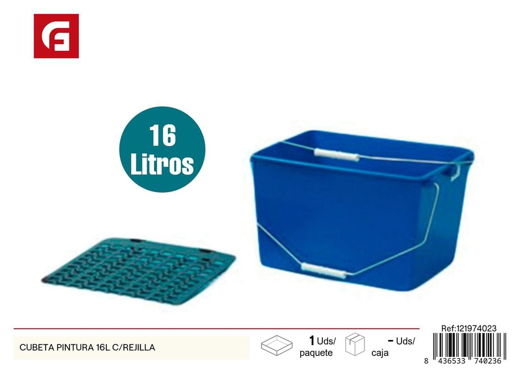 Cubeta de pintura 16 l con rejilla - Accesorios de ferretería