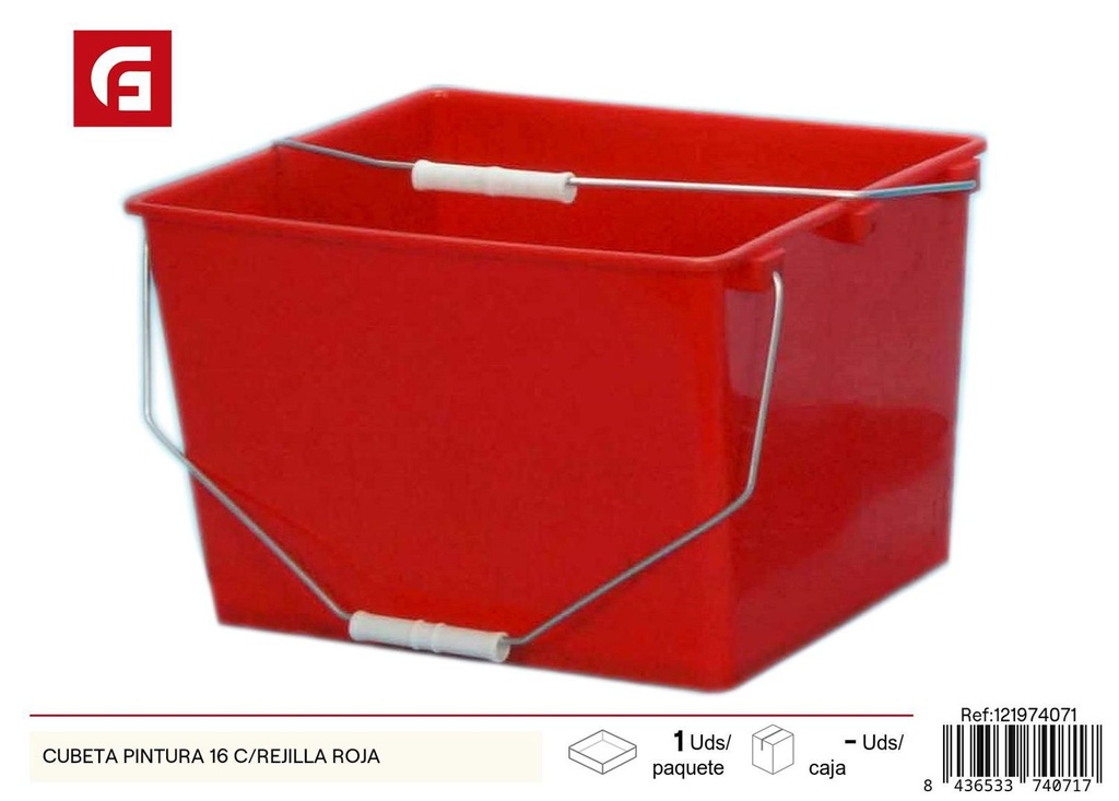 Cubeta de pintura 16 c/rejilla roja - Accesorios de ferretería
