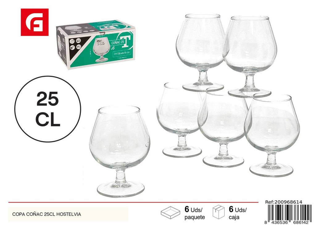 Copa de coñac 25cl - Cristalería de vidrio