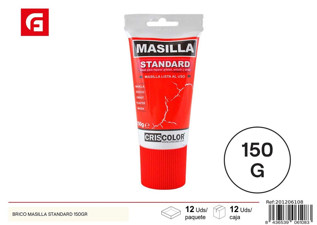 Masilla estándar Criscor 150g para reparaciones y construcción