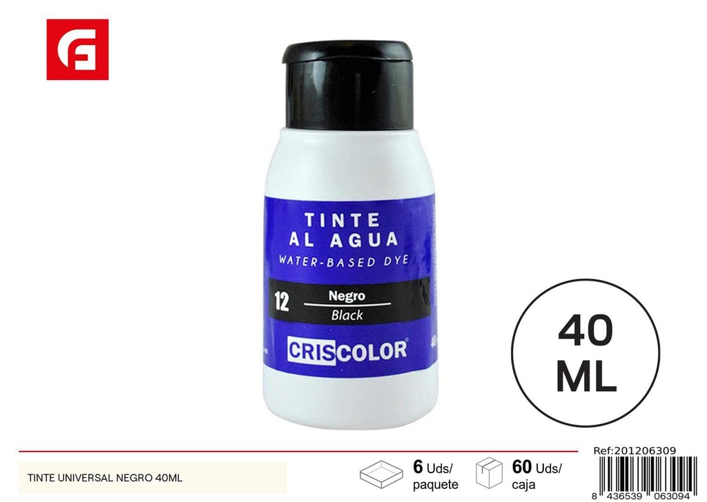 Tinte universal negro 40ml para pintura