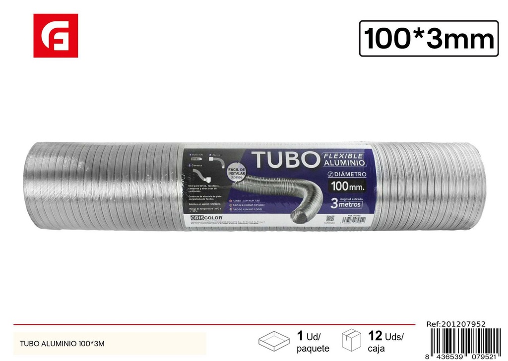 Tubo de aluminio 100*3m - Accesorios de ferretería