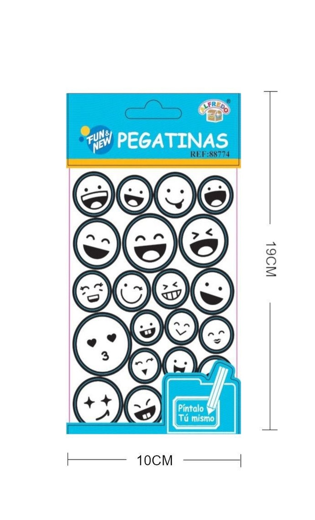 Pegatinas emoticonos - Píntalo Tú 10 x 19 cm - Decoración
