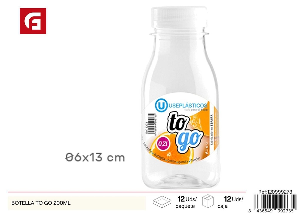 Botella de plástico To Go 200 ml - Utensilios de cocina