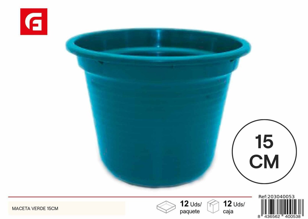 Maceta de plástico verde 15 cm - Macetas de plástico