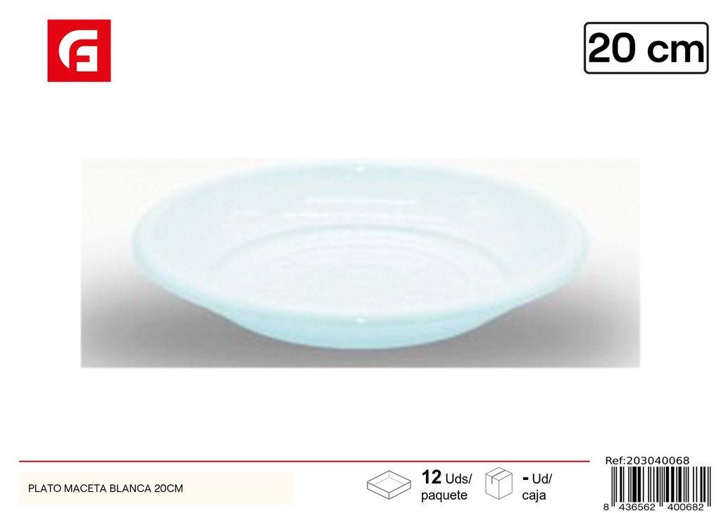Plato maceta blanca 20 cm - Macetas y jardinería