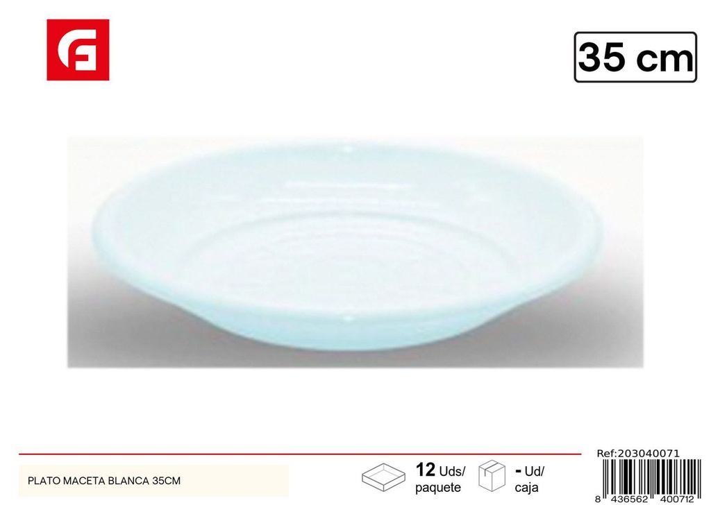 Plato para maceta blanca 35 cm - Jardín y decoración
