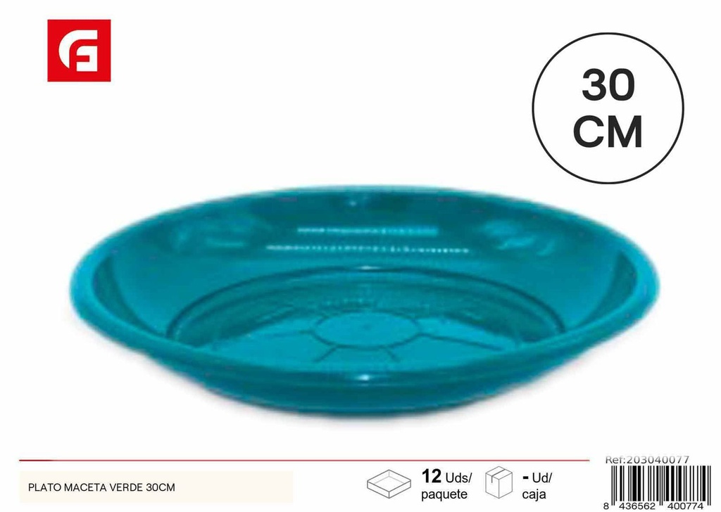 Plato Maceta Verde 30 cm - Macetas de plástico