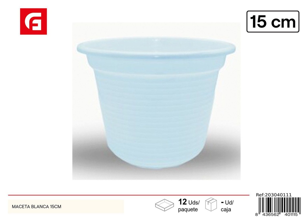 Maceta de plástico blanca 15 cm - Macetas de plástico