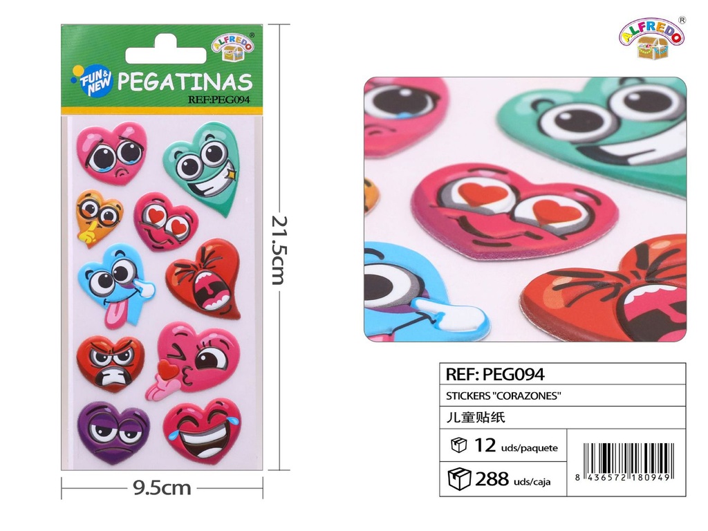 Pegatinas "Corazones" 9.5 x 21.5 cm - Decoración
