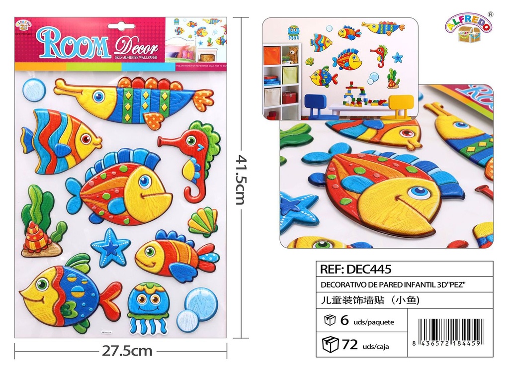 Decorativo de pared infantil 3D "Pez" 27.5x41.5 cm - Decoraciones infantiles