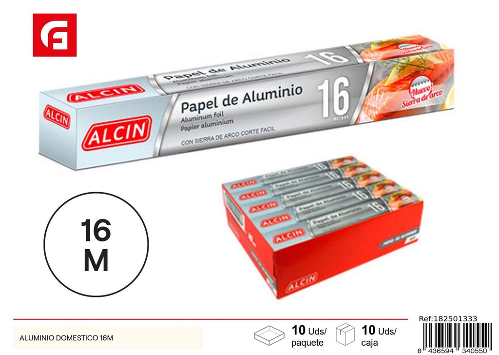 Rollo de aluminio doméstico 16m - Utensilio de cocina