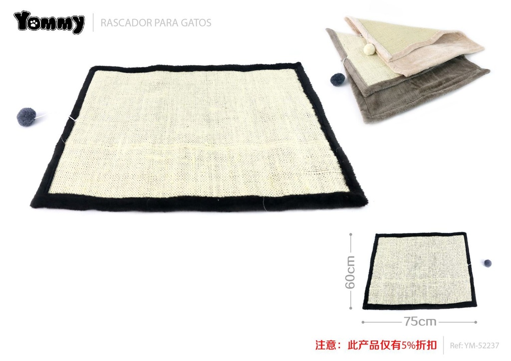 Alfombra para gato rascador 60cm x 75cm para mascotas