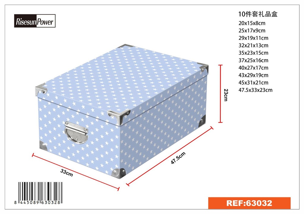 Caja de regalo 10 piezas con cierre de hierro 47.5x33x23 cm - Artículos para regalo y almacenamiento (réplica)