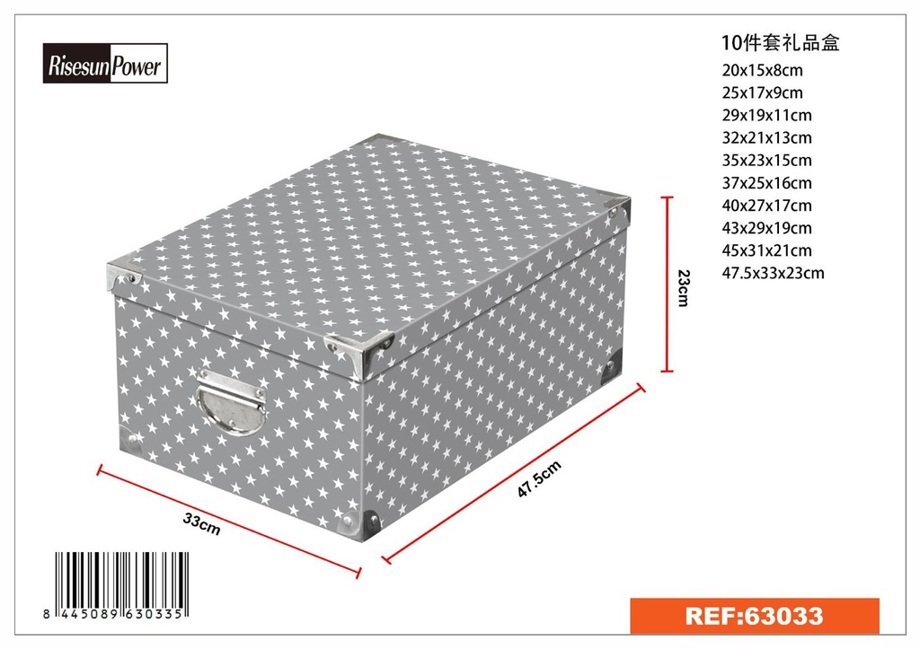 Caja de regalo 10 piezas con cierre de hierro 47.5x33x23 cm - Artículos para regalo y almacenamiento (réplica)