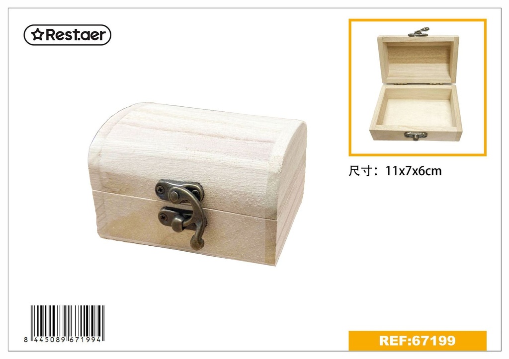 Caja de madera arcos 11x7x6cm - Artículos de regalo de madera