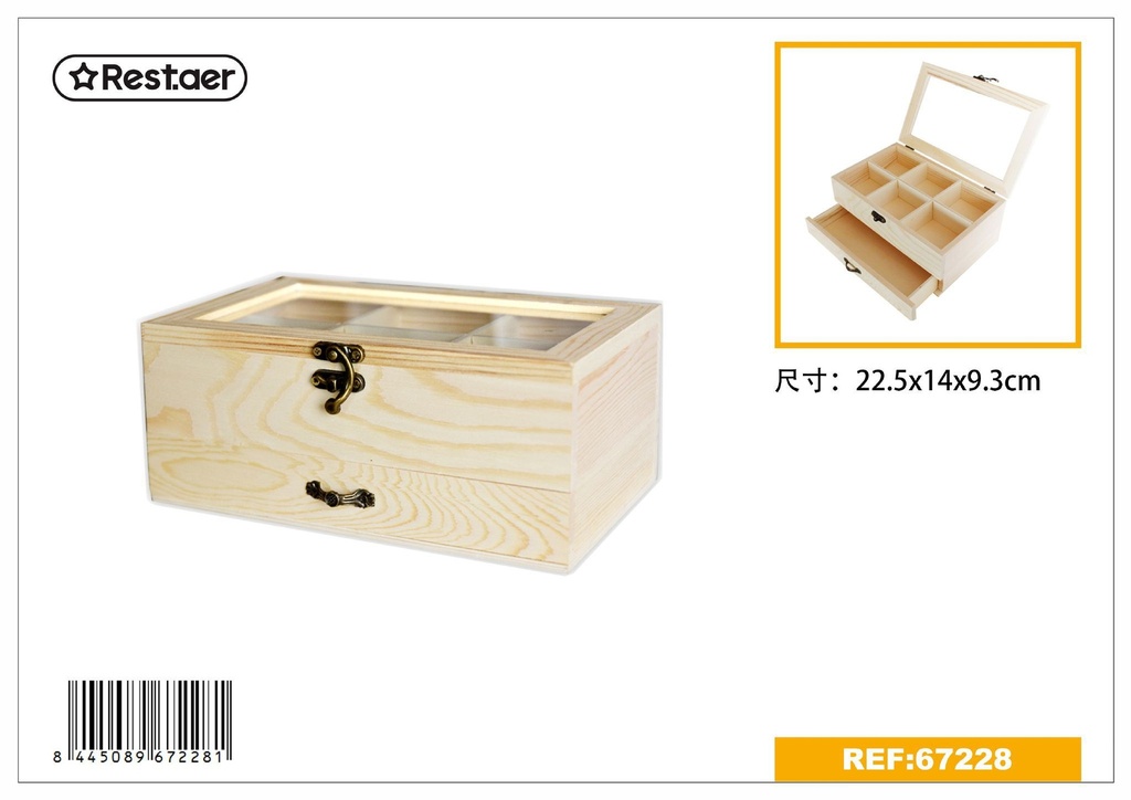 Caja de madera con 2 compartimentos 22.5*14*9.3cm - Artículos de regalo