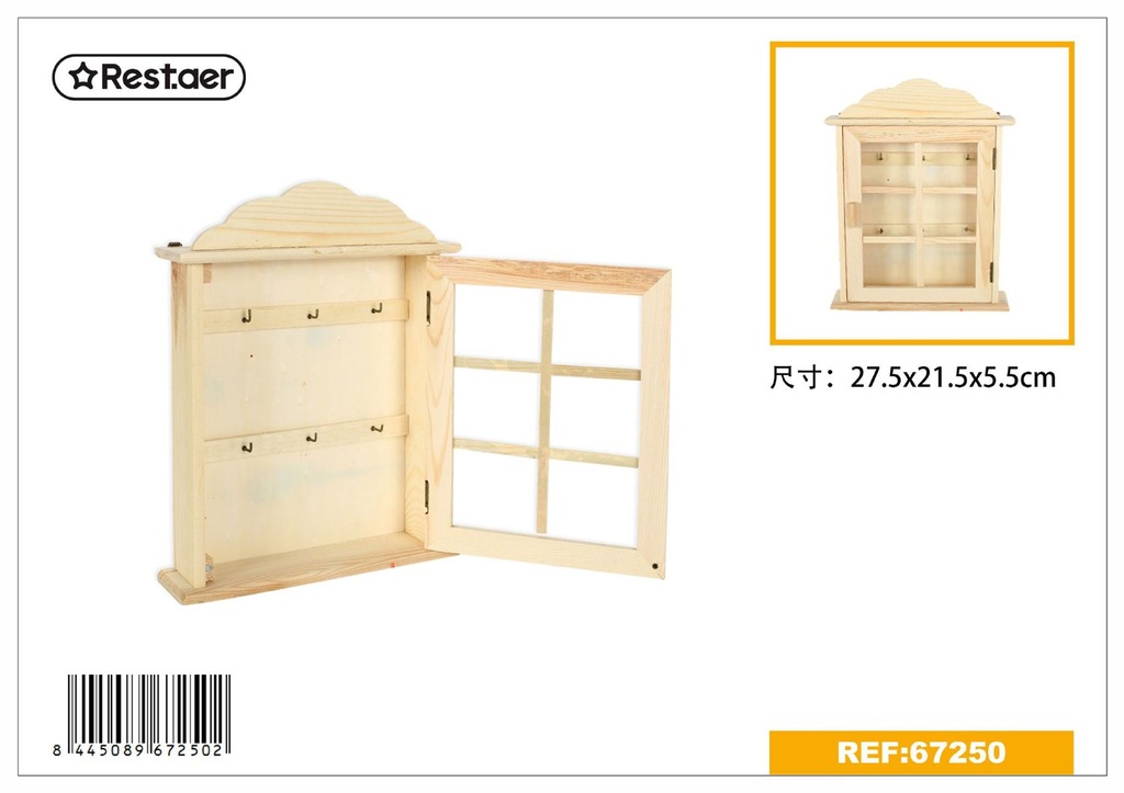Caja de llaves de madera 27.5x21.5x5.5 cm - Accesorios de hogar
