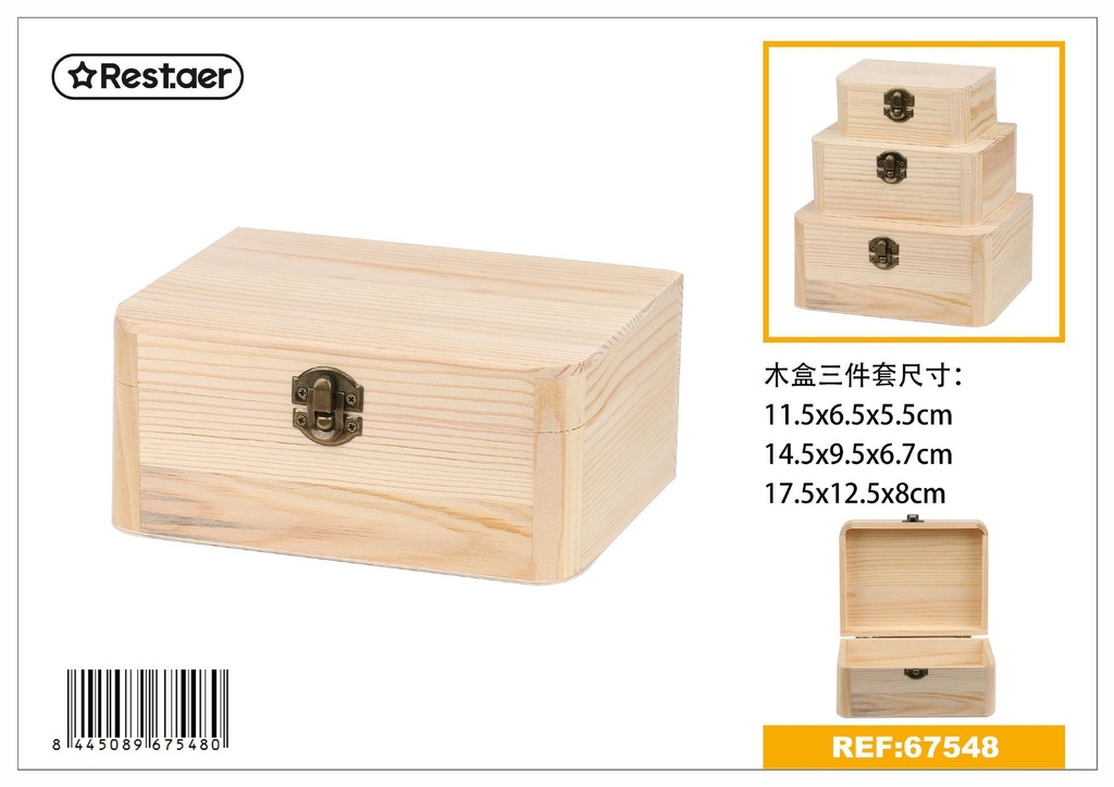 Set de cajas de madera 17.5x12.5x8 cm - Artículos de regalo