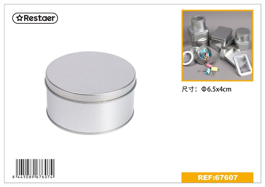 Caja de metal redonda φ6.5x4cm - Cajitas metálicas y regalos