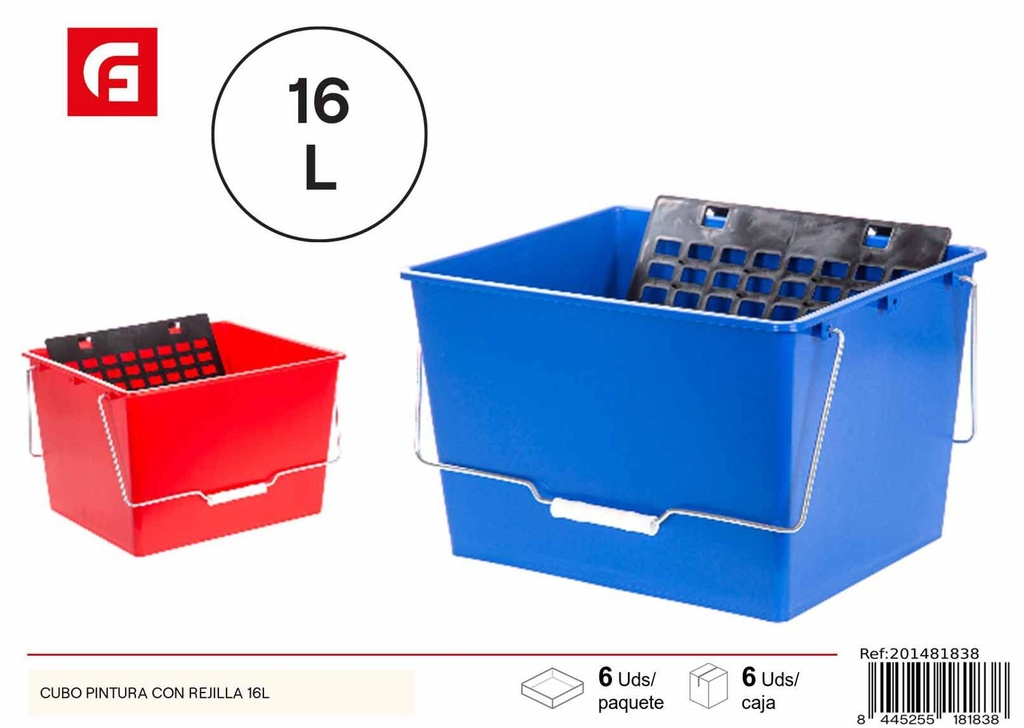 Cubo de pintura con rejilla 16L - Artículos de ferretería