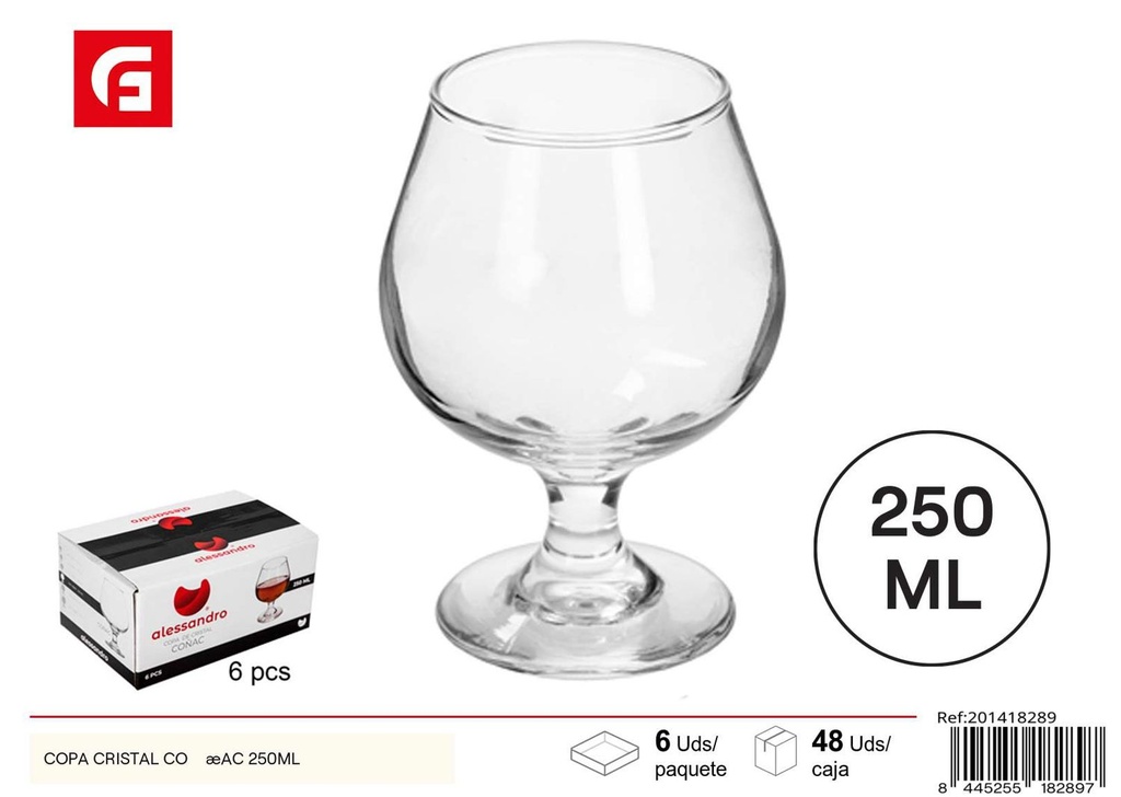 Copa de cristal para coñac 250ml - Copas de cristal