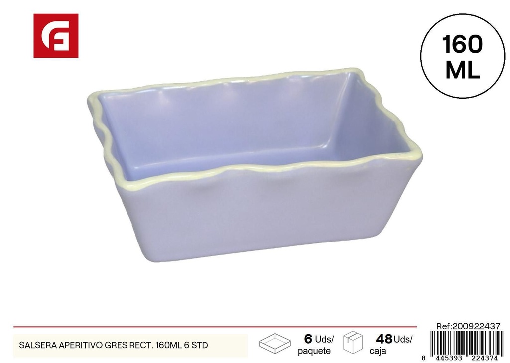 Salsiera aperitivo gres rectangular 160ml 6 std - Plato para salsa
