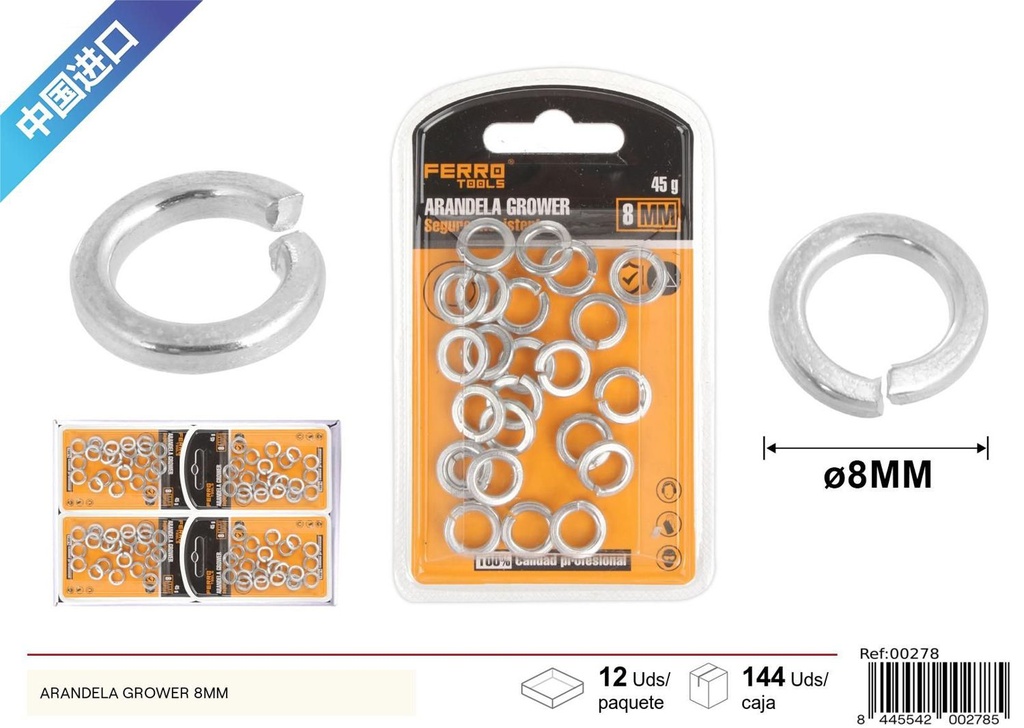 Arandela Grower 8 mm - Herrajes y accesorios