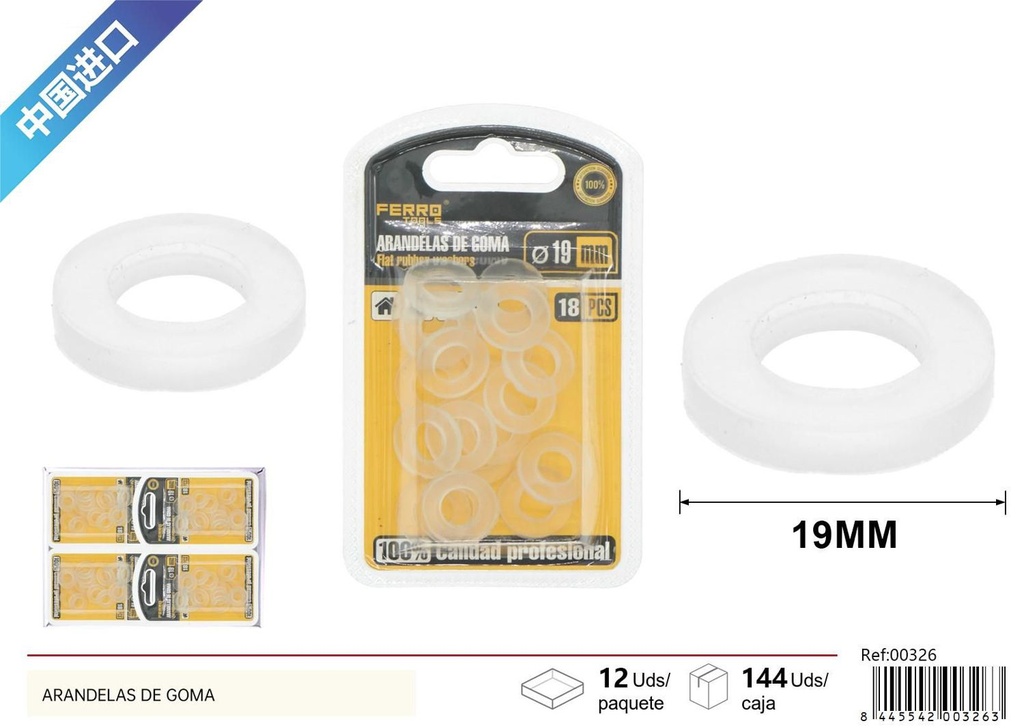 Arandela de goma blanca 19 mm 18 pcs - Juntas y accesorios de fontanería