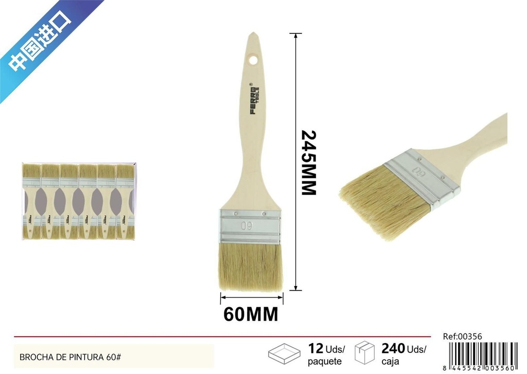 Brocha de pintura con mango largo 60# - Herramientas de pintura y brochas