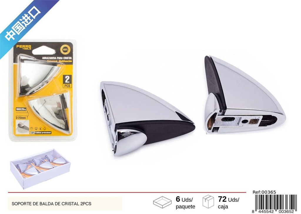 Soporte de balda de cristal 2 piezas - Accesorios para muebles