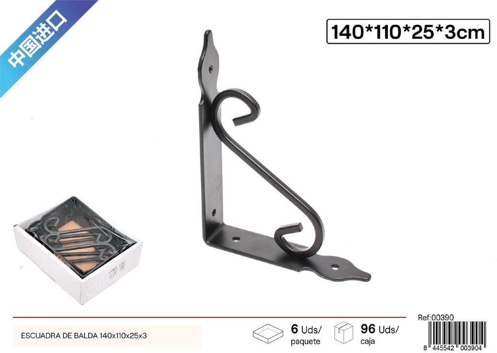 Escuadra de balda 140x110x25x3mm para instalación de estantes
