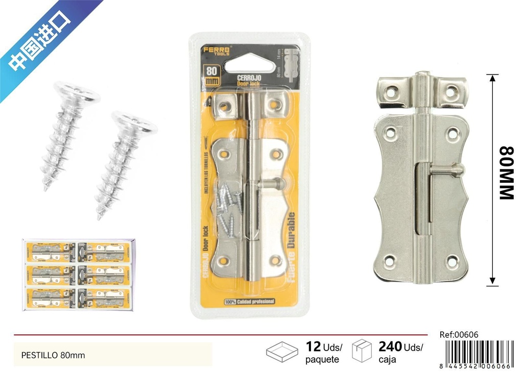Pestillo de 80 mm - Accesorios de ferretería y seguridad