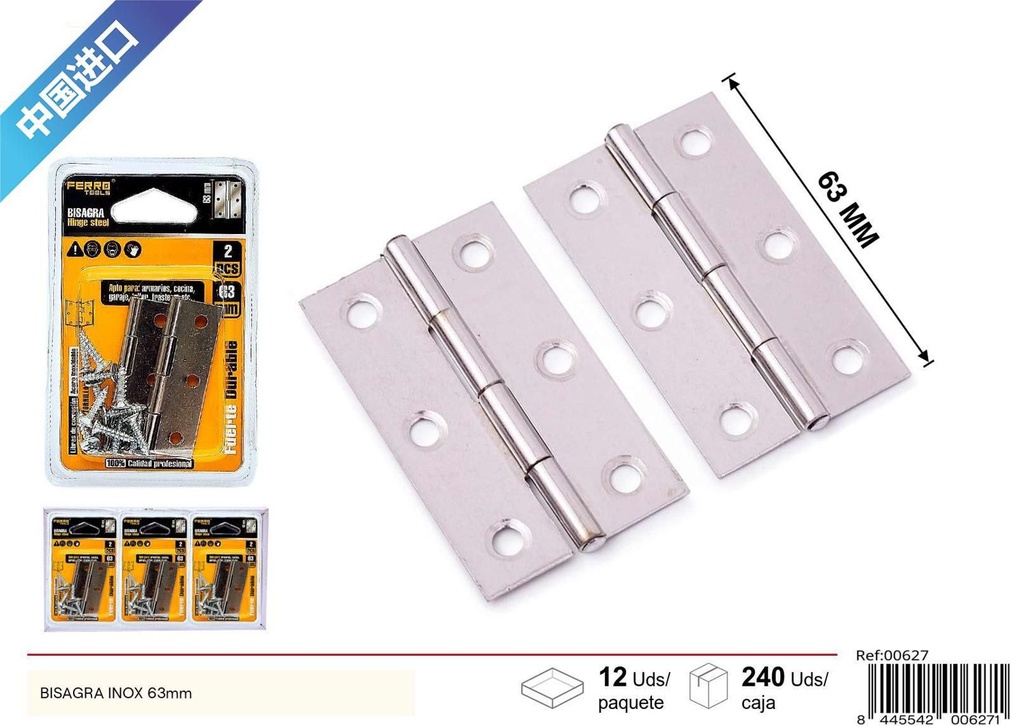 Bisagra de acero inoxidable 63mm - Accesorios de ferretería