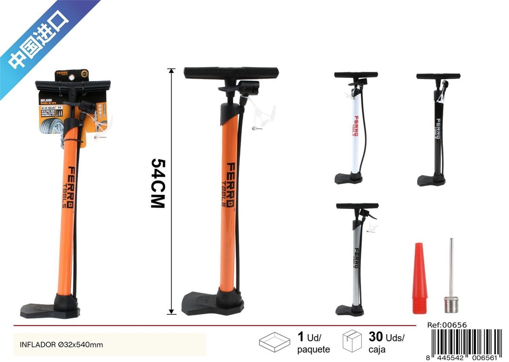 Inflador Ø32x540mm - Bomba de aire para bicicleta