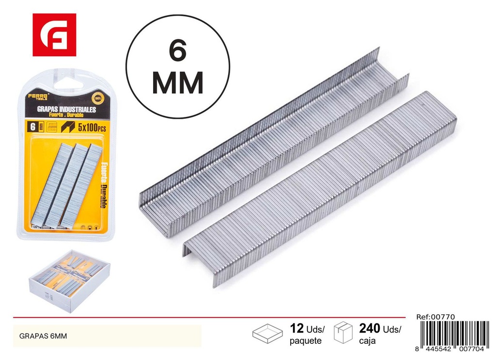 Grapas de 6mm - Herramientas de ferretería