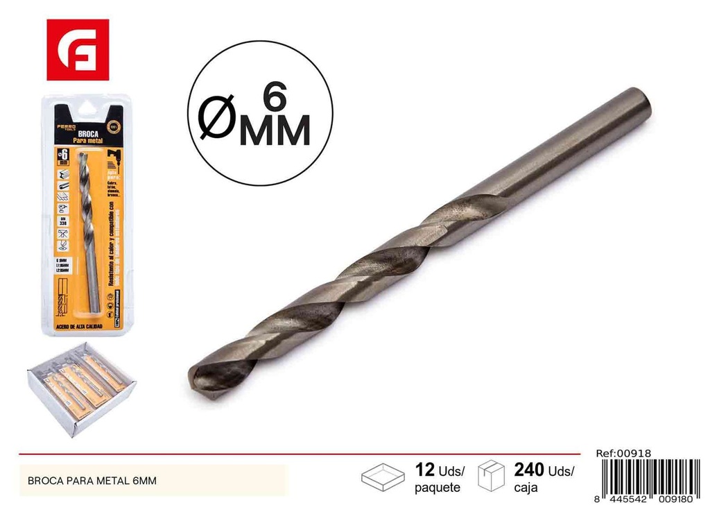 Broca para metal 6mm - Herramientas de ferretería y bricolaje
