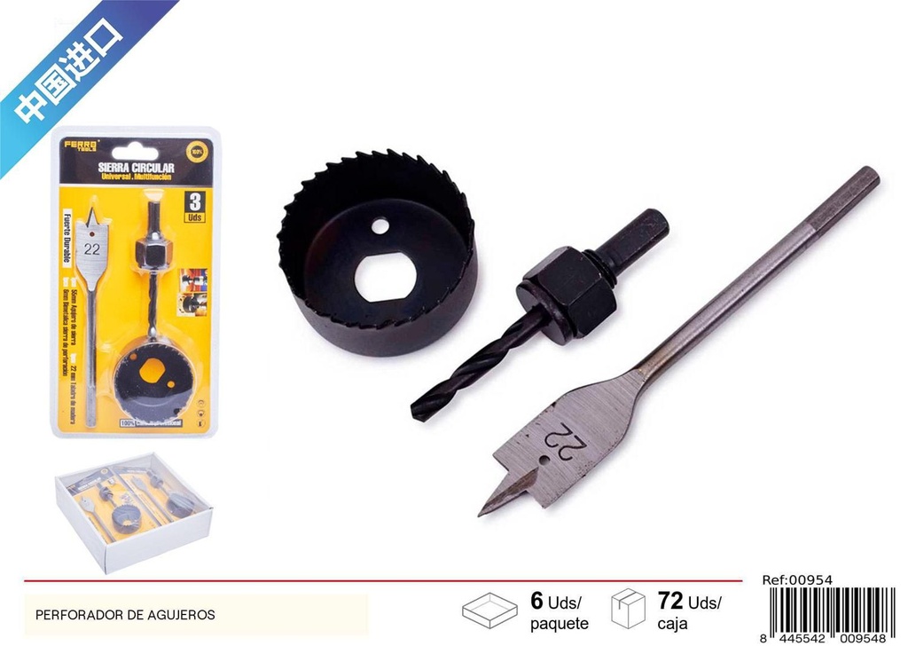 Perforador de agujeros 3pcs - Herramientas de carpintería