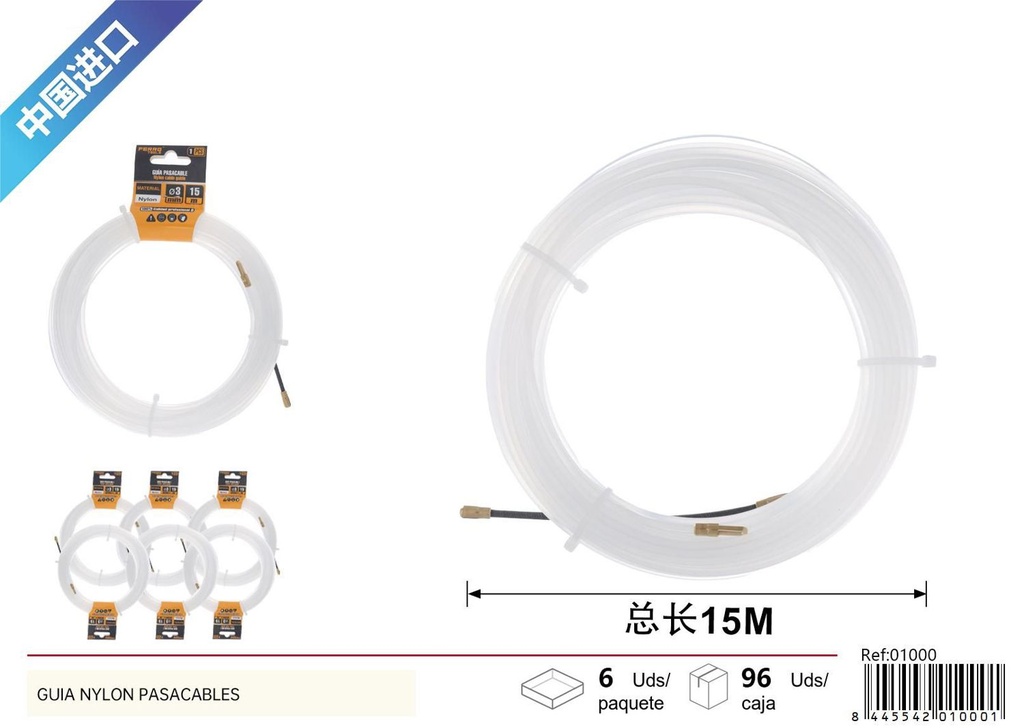 Guía de nylon pasacables 3mm*15m - Accesorios eléctricos
