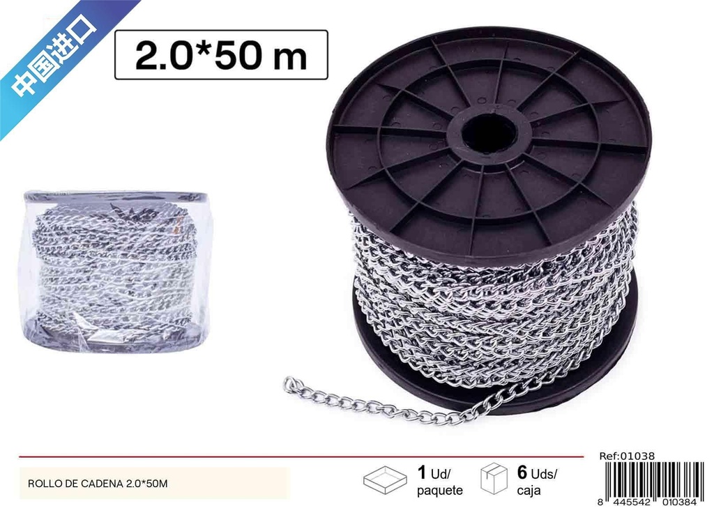  cadena cromada reforzada 2mmx50m - Ferretería y accesorios 