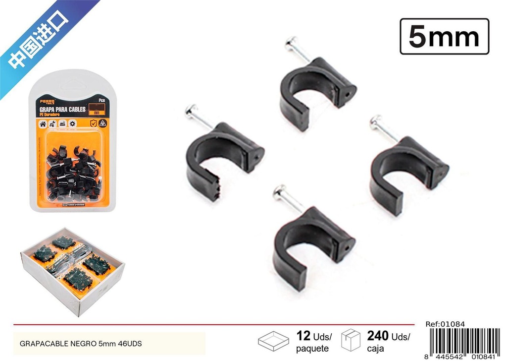 Grapa negra (5 mm - 46 pcs) - Artículos de ferretería
