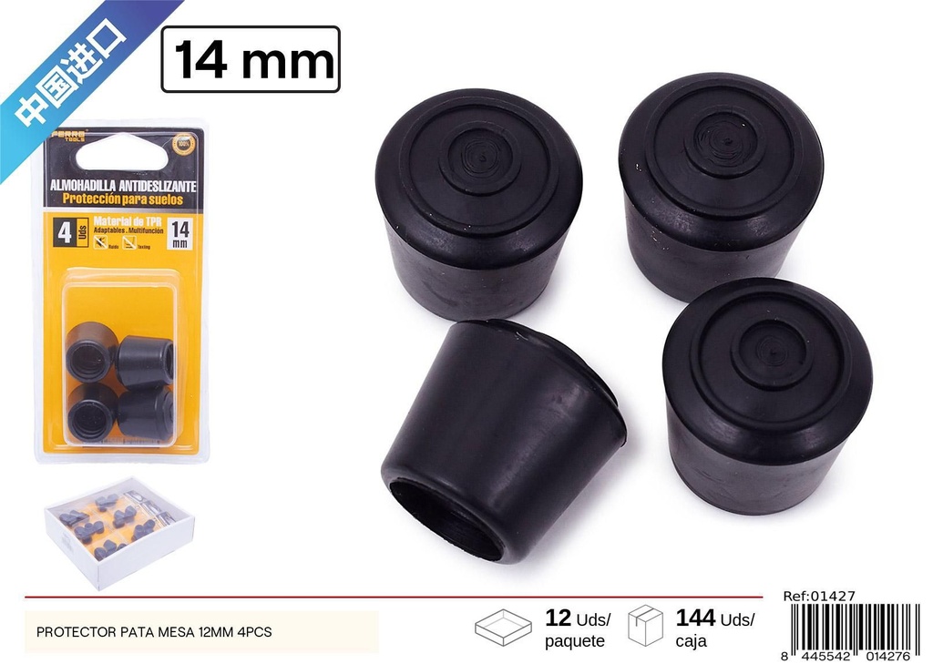 Protector para patas de mesa negro 14 mm 4 piezas - Artículos de ferretería