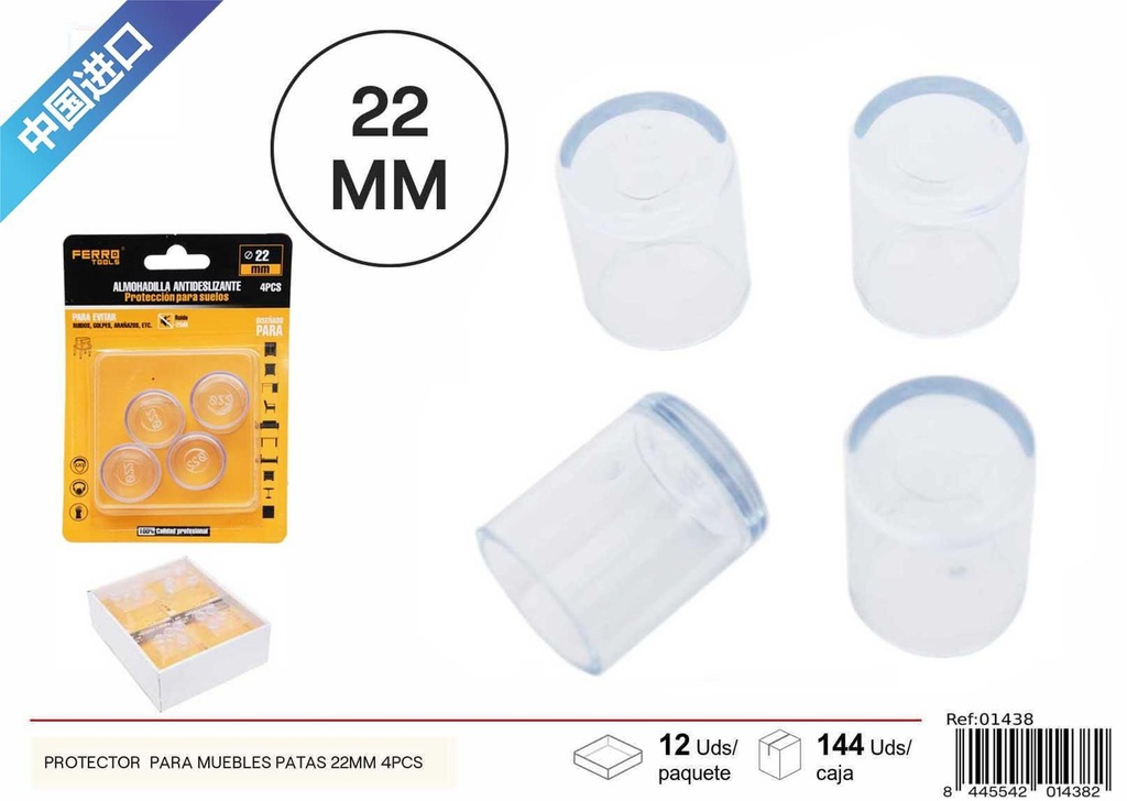 Protector para muebles patas 22 mm 4 piezas - Accesorios para ferretería