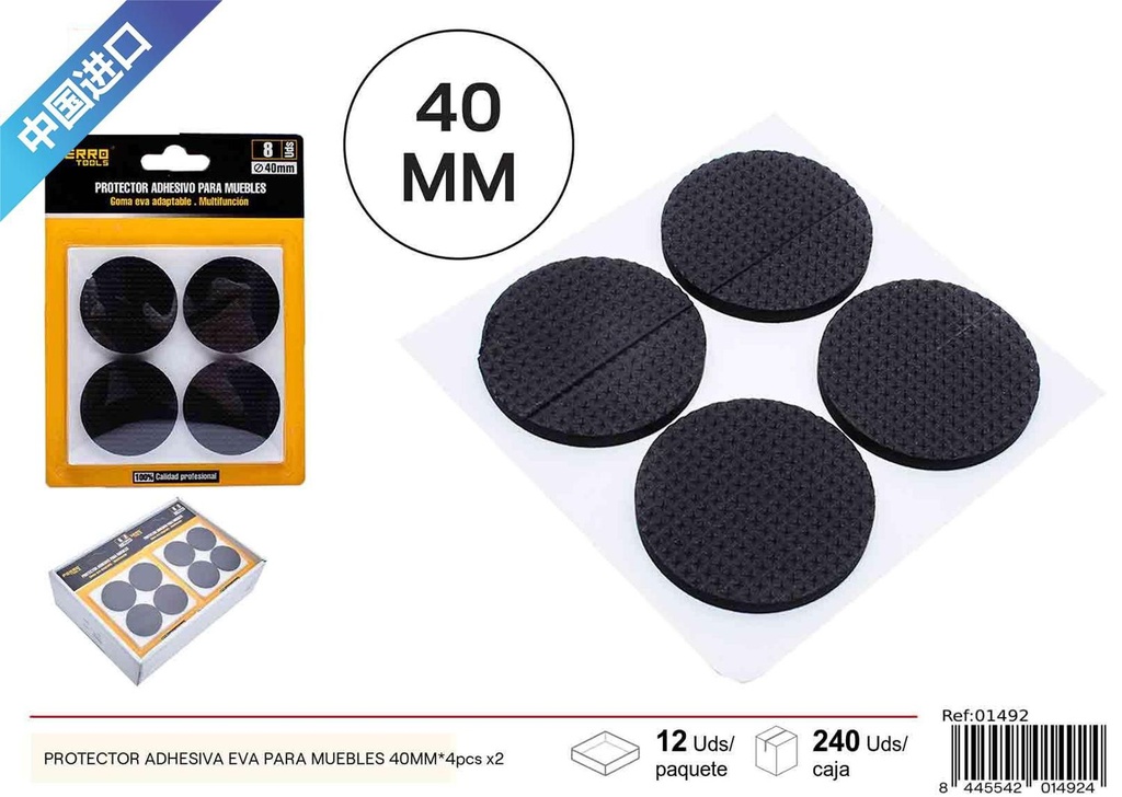 Protector adhesivo de EVA redondo para muebles 40MM - 4 pcs x2, material para muebles